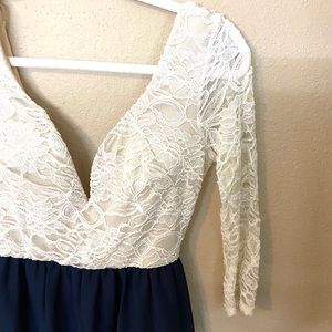 Blue and white lace dress